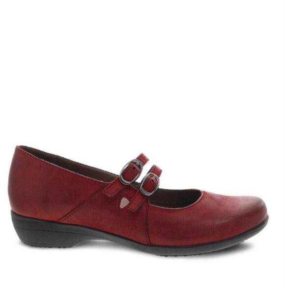 Dansko Flynn Red Mary Jane Shoes Round Toe Double Buckle Size 37 6.5 Women's - Picture 1 of 12